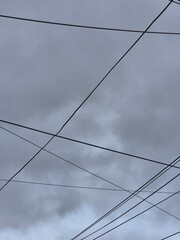 electricity cable over a cloudy sky