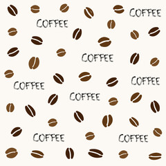 A seamless pattern featuring coffee beans  on a light background. Ideal for designing packaging, wallpaper, textiles, as well as for creating coffee-themed backgrounds and prints.