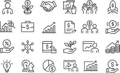 Financial Investment and Business Icons Set