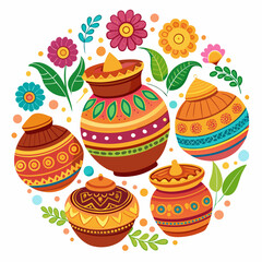 Vector artwork of Indian clay pots