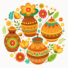 Vector artwork of Indian clay pots