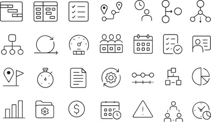 Project Management and Planning Icons Set