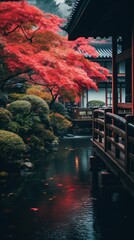 Obraz premium Japanese nature scenery autumn plant tree.