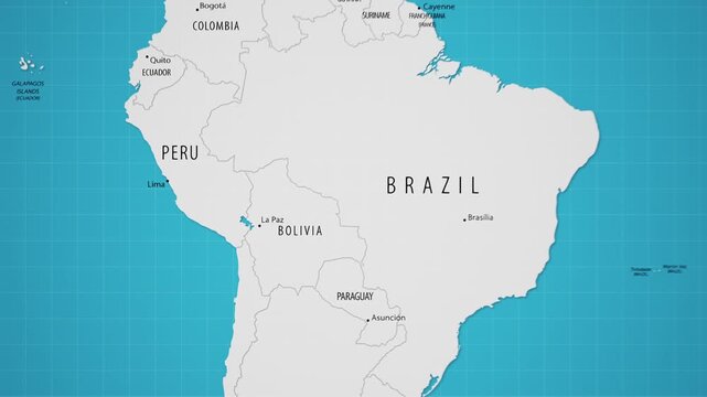 Bolivia on the World Map with Animated National Flag