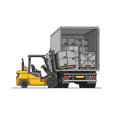 Forklift loading truck, depicting essential goods transport and efficient supply chains. Remote Sensing imagery assists with broad logistical data analysis and planning