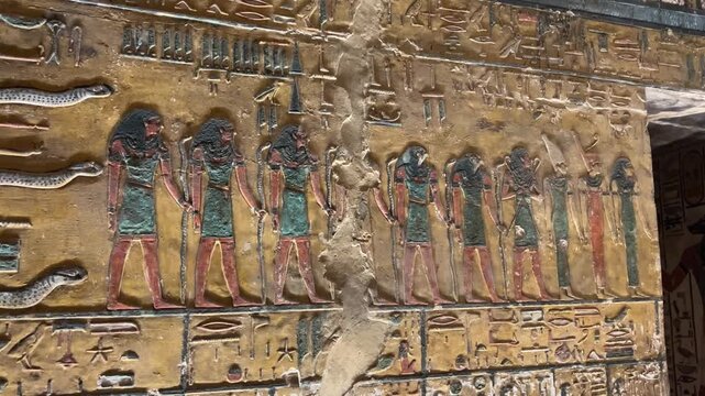 Relief of Amduat first hour in Tomb of Seti I KV17 Valley of the Kings