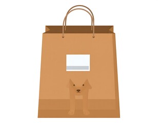 Brown paper shopping bag with dog