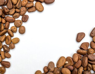 Brown stones forming a frame on white background