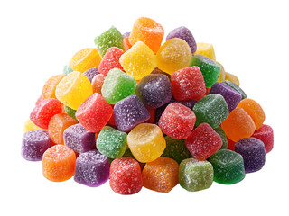Assorted Gummy Candies Stacked on Transparent Background jelly beans fruit snacks isolated on a transparent background