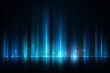 Abstract Blue Light Vertical Lines on Black Background for Technology and Data Visualization