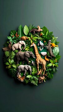 Harmonious coexistence: A vibrant ecosystem of diverse animals and lush flora