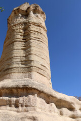 Unusual rocks in Zemi Valley near Goreme, Cappadocia, Turkey