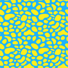 Seamless Pattern of Yellow Spots on Blue