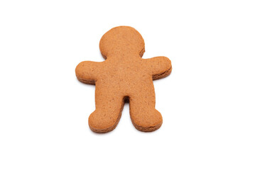 Gingerbread man cookie isolated on a white background