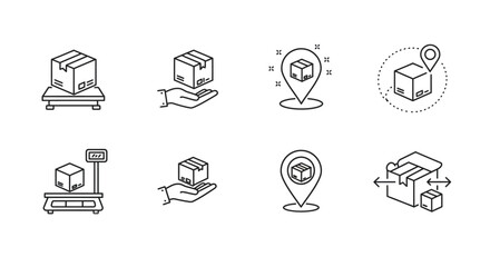 Logistics, Warehouse, and Shipping Line Icons