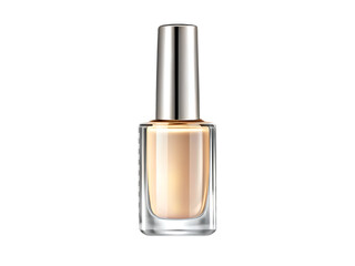 Beige Nail Polish Bottle with Silver Cap on Background cosmetic beauty isolated on a transparent background