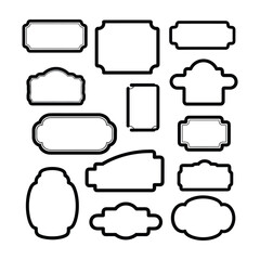 Obraz premium Collection of Decorative Blank Labels and Frames with Black Outlines empty