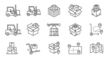 Fototapeta premium Global Delivery and Supply Chain Vector Set