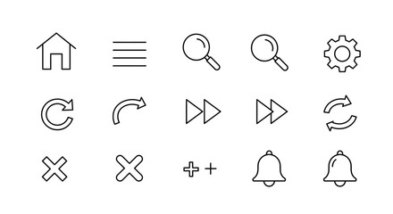 Minimalist Interface Button Glyph Icons