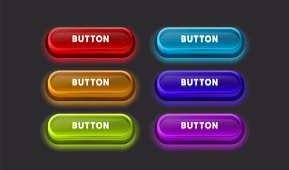 Light button, frame label, event web bar, buttons with color. Vector illustration