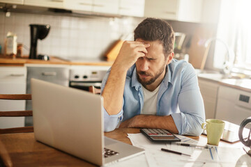 Stressed man working from home