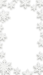 Fototapeta premium Snowflakes framing a blank space, winter celebration decor