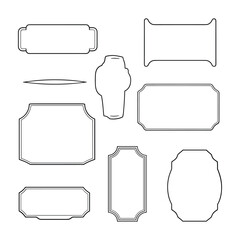 Obraz premium Collection of black outline decorative frames and labels on white background border ornamental