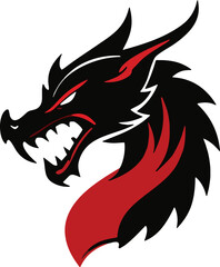 Dragon Head Icon Vector, Fierce Dragon Outline, Mythical Dragon Logo, Dragon Head Silhouette, Fantasy Creature Emblem