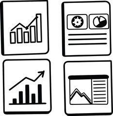 Business graph icon set for finance and growth illustration