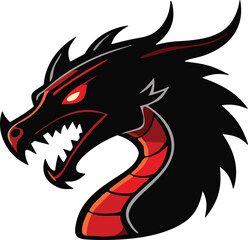 Dragon Head Icon Vector, Fierce Dragon Outline, Mythical Dragon Logo, Dragon Head Silhouette, Fantasy Creature Emblem