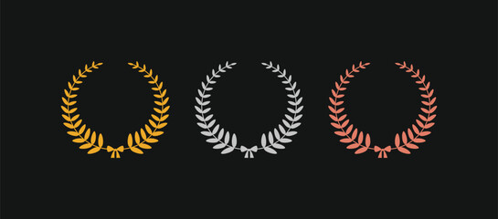 Award set with gold, silver, and bronze laurel wreaths. Perfect for first, second, and third-place winners in tournaments and achievements