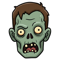 Fototapeta premium Zombie cartoon face with creepy expression Halloween illustration