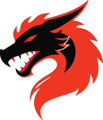 Fototapeta premium Dragon Head Icon Vector, Fierce Dragon Outline, Mythical Dragon Logo, Dragon Head Silhouette, Fantasy Creature Emblem