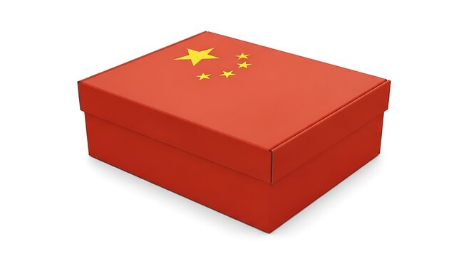 China-themed box with flag design, symbolizing trade and manufacturing. - Powered by Adobe