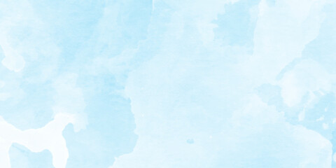 Obraz premium Abstract watercolor blue sky, painterly clouds and gradient, white clouds in a gentle watercolor style image, watercolor painting of a bright blue sky above a landscape of soft.