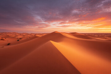 breathtaking sunset over endless desert dunes in one of world most stunning locations