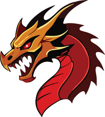 Dragon Head Icon Vector, Fierce Dragon Outline, Mythical Dragon Logo, Dragon Head Silhouette, Fantasy Creature Emblem