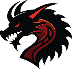 Dragon Head Icon Vector, Fierce Dragon Outline, Mythical Dragon Logo, Dragon Head Silhouette, Fantasy Creature Emblem