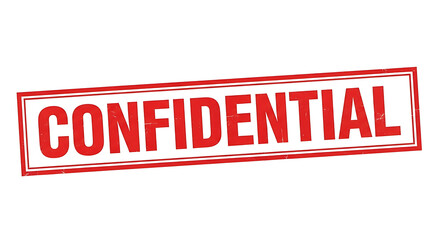 A red confidential stamp on a white background angled slightly