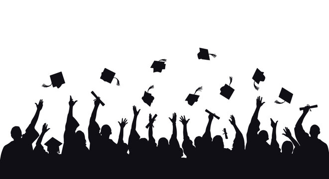 Celebrating academic achievements with a joyous graduation ceremony and tossing caps in the air.