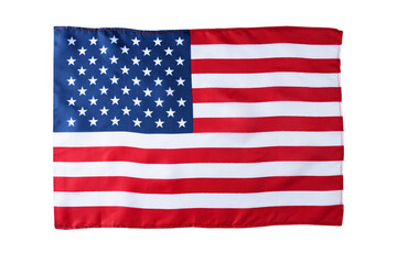 Stars and stripes waving flag of the United States isolated on transparent background. American flag is excellent for 4th of July, Veterans Day design element.