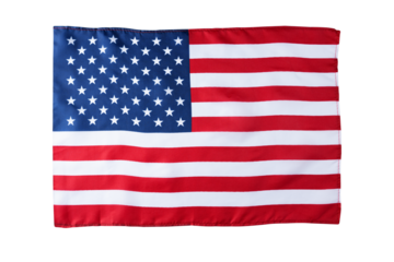Stars and stripes waving flag of the United States isolated on transparent background. American flag is excellent for 4th of July, Veterans Day design element.