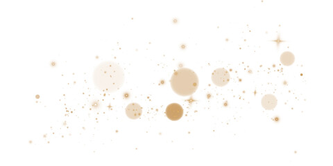 Bokeh light lights effect background. Christmas background of shining dust. Christmas glowing gold bokeh confetti and spark overlay texture for your design.
