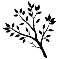 Isolated branch of tree silhouette vector illustration