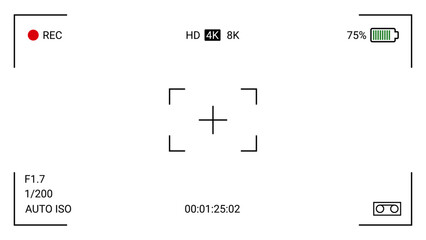 Realistic Video Camera Frame Viewfinder Overlay or photo frame recorder flat style design vector stock illustration