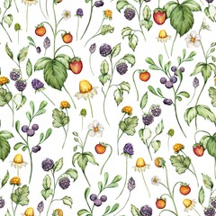 Watercolor bright blooming autumn blooming pattern