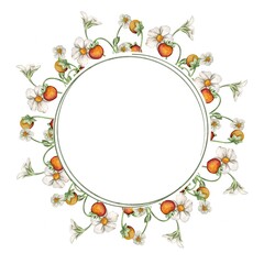 Watercolor bright illustration of an autumn blooming circle