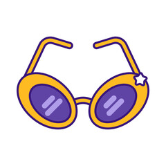 Oval star accent glasses Flat design style oval frames with a small star accent for unique accessory icons and subtle novelty branding