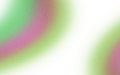 Two overlapping discs, vibrant lime green and lime green/ magenta gradients, edged with gold