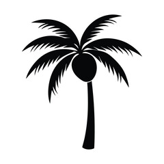 Coconut branch part silhouette vector illustration